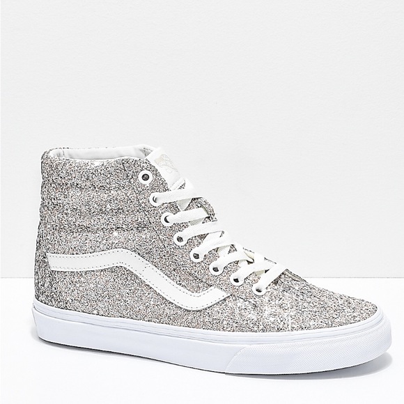 silver glitter vans high top